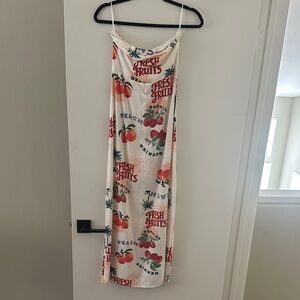 Fresh Fruits Print Maxi Dress - White